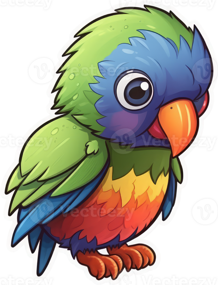 Funny and cute bird transparency sticker, Rainbow Lorikeet. . png