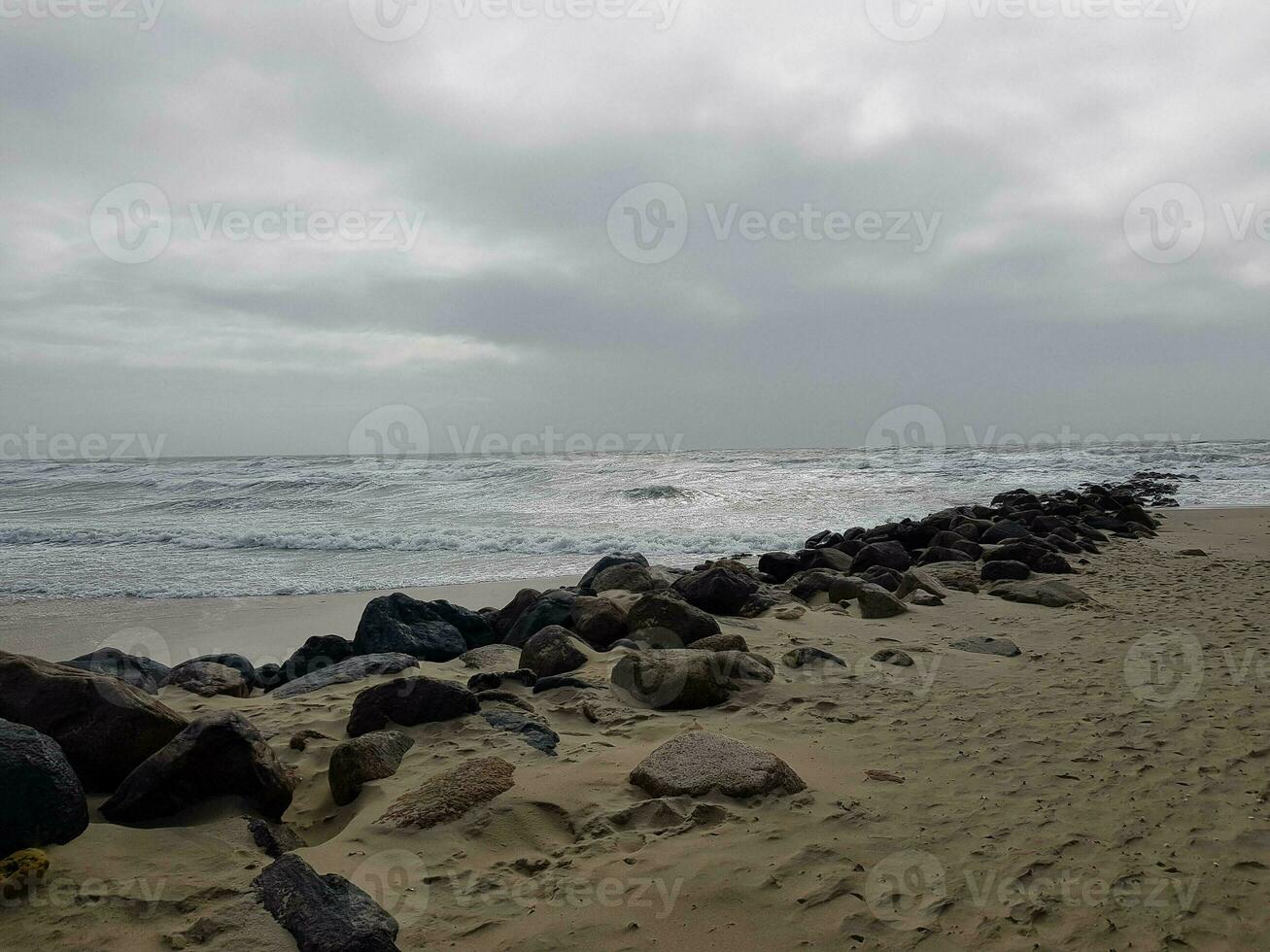 the endless beach at the northern sea Hvidbjerg Stranden Blavand Denmark photo