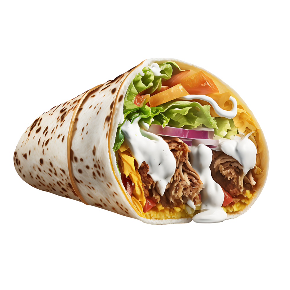 shawarma rotolo doner giroscopio. ai generato. png