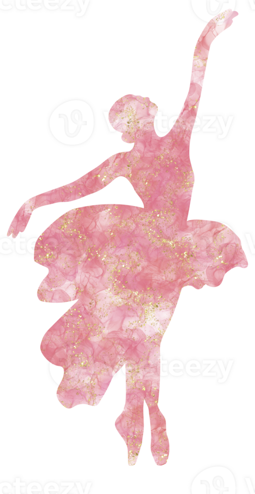 vattenfärg dans ballerina silhuett. isolerat dans ballerina.hand dragen klassisk balett prestanda, posera.ung Söt ballerina kvinnor illustration. kan vara Begagnade för vykort och affischer. png