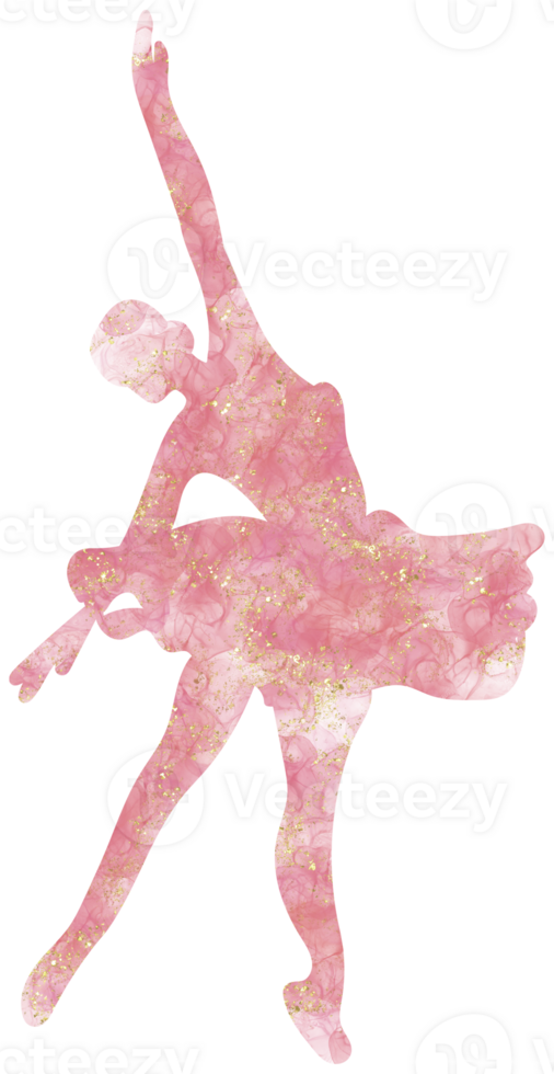 Watercolor dancing ballerina silhouette. Isolated dancing ballerina.Hand drawn classic ballet performance, pose.Young pretty ballerina women illustration. Can be used for postcard and posters. png