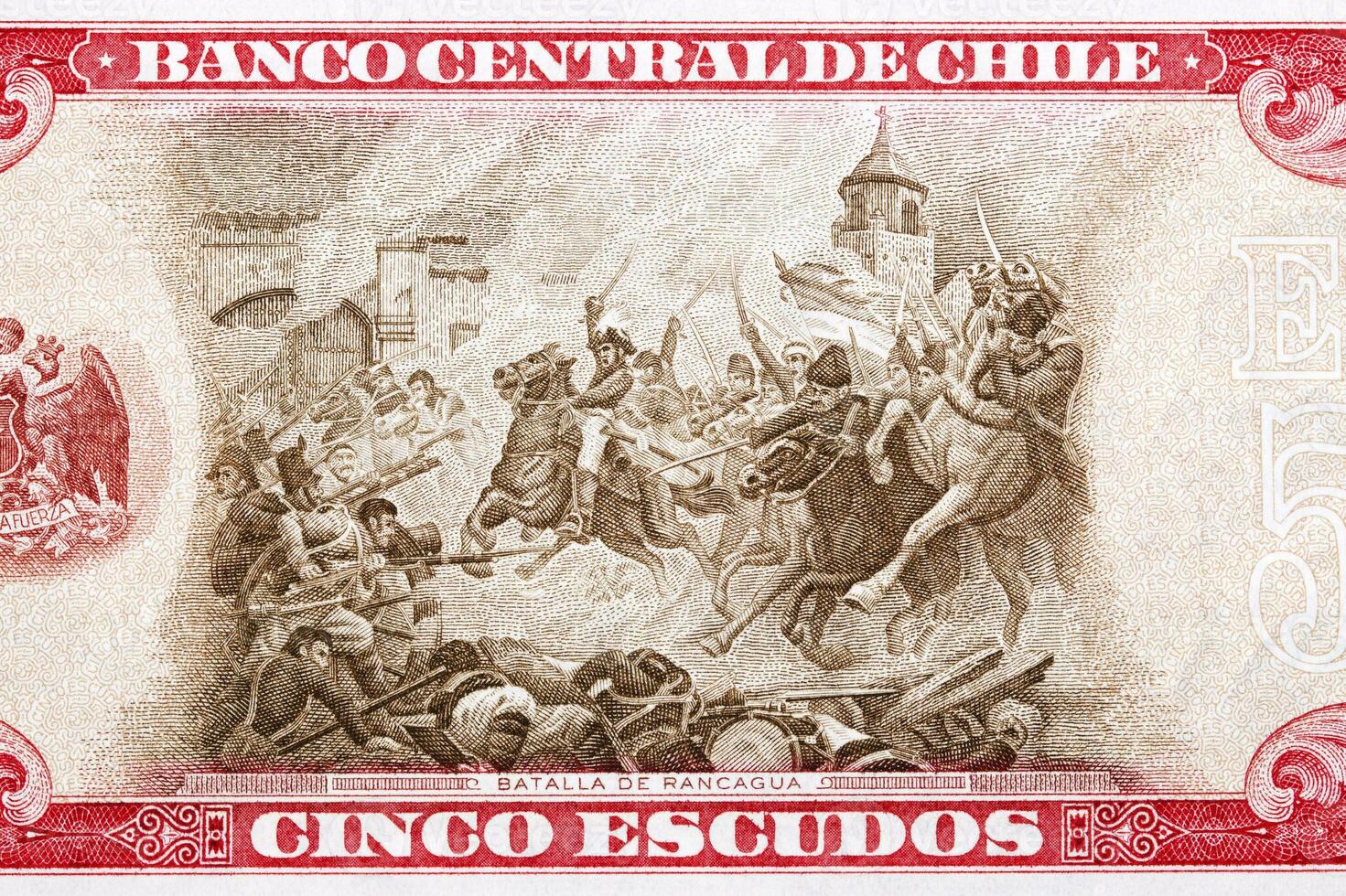 batalla de rancagua desde antiguo chileno dinero foto