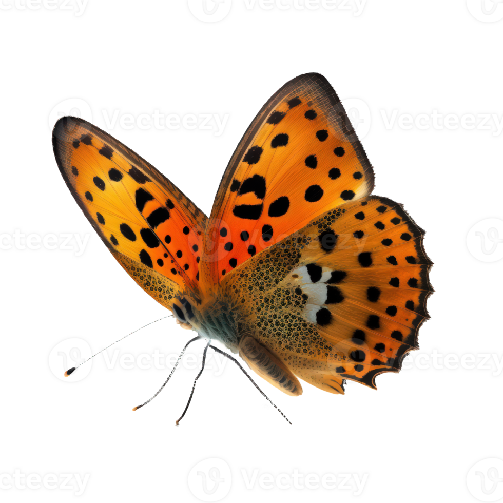 A stunning orange butterfly floats gracefully, its wings outstretched, against a clear and transparent background, leaving the viewer mesmerized by its beauty. png