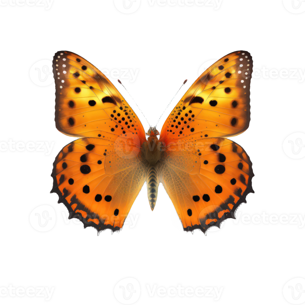 In this image, a stunning orange butterfly is delicately perched on a transparent background, showcasing its intricate wings and intricate patterns. png