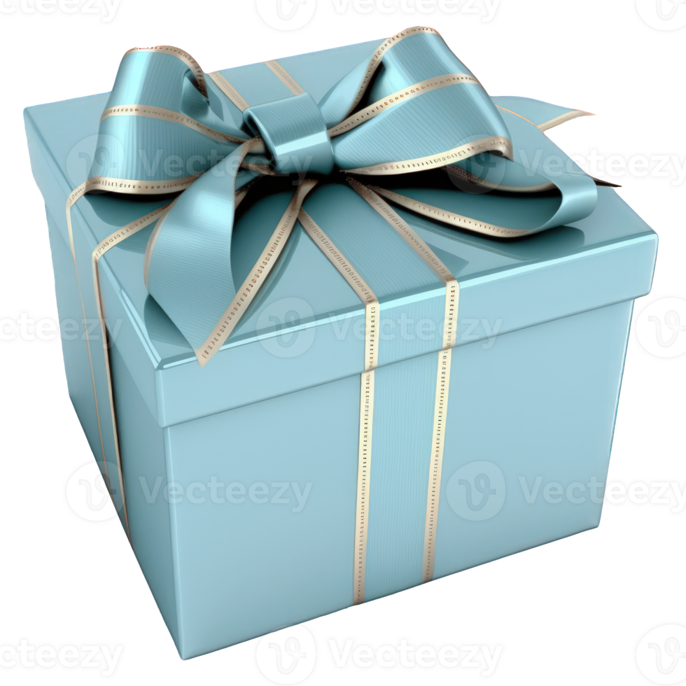 A stunning blue gift box with a perfectly tied bow sits elegantly on a transparent background, ready to be gifted to someone special. png