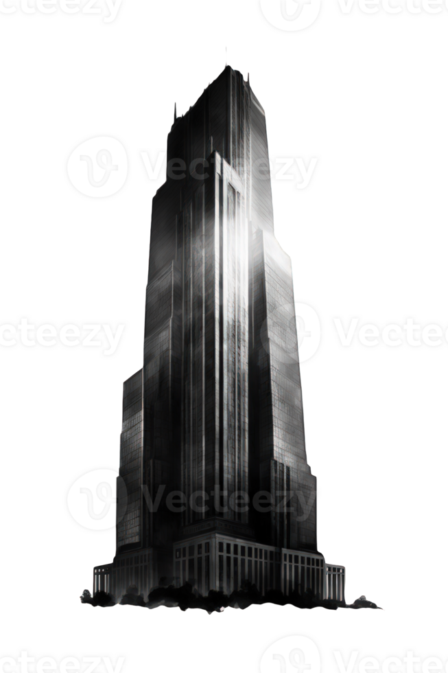 deze beeld Kenmerken een verbijsterend wolkenkrabber dat torens bovenstaand de stad horizon in allemaal haar donker glorie.generatief ai png
