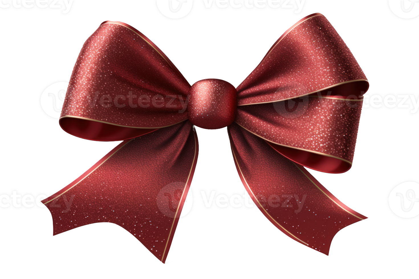 This image showcases a shimmering red bow ribbon that stands out against a transparent background, sure to add a touch of glamour and festivity to any project or design. png