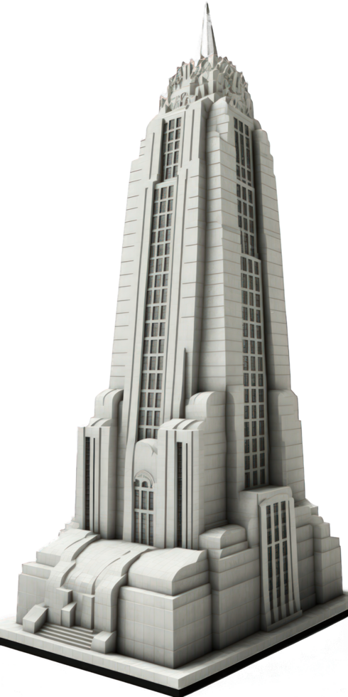 This image showcases a stunning stone skyscraper standing tall and proud against a transparent background, allowing the intricate details of its architecture to shine through. png