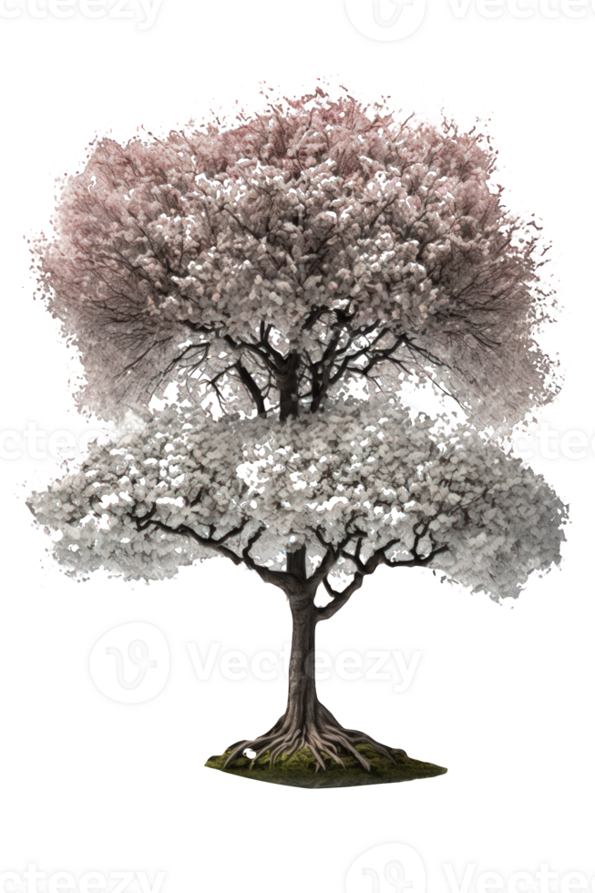 This image features a stunning cherry tree showcased on a clear, transparent background, making it the perfect addition to any design. png