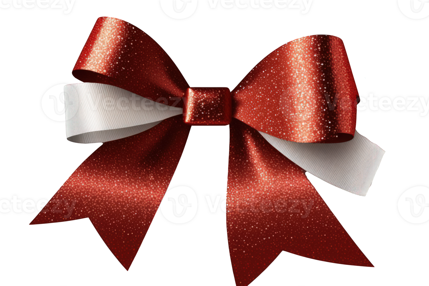 A stunning, glittering red bow ribbon shines against a clear, see-through backdrop. png