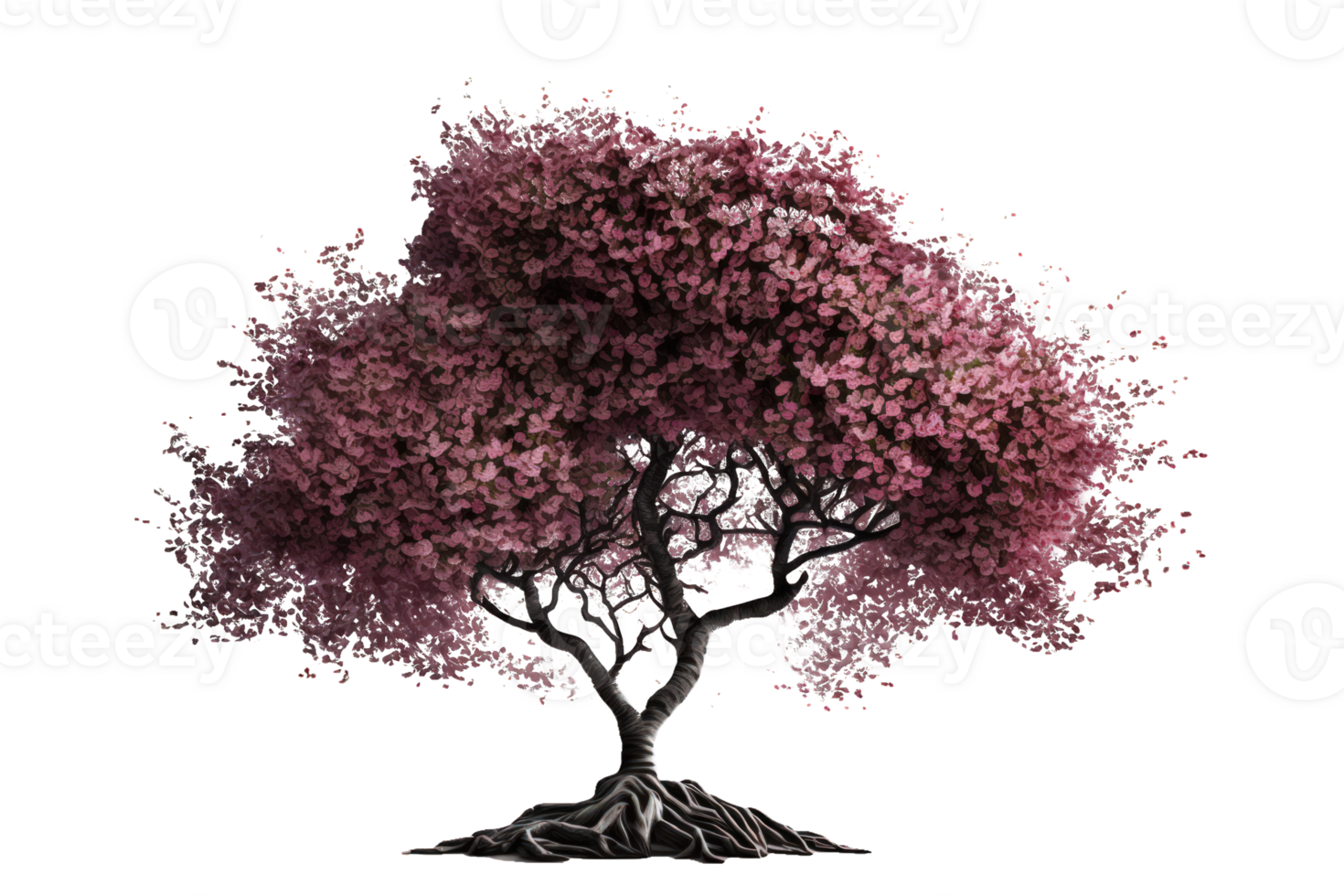 The stunning cherry tree stands tall and proud against a clear, transparent background, allowing its beauty to shine through. png
