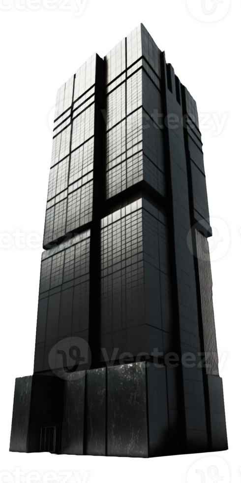 A stunning, towering skyscraper looms tall against the dark night sky, the stars twinkling above. png