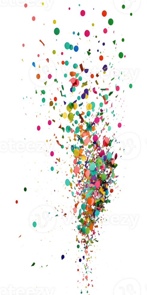 Colorful confetti pieces floating above a clear background, creating a vibrant and celebratory atmosphere. png