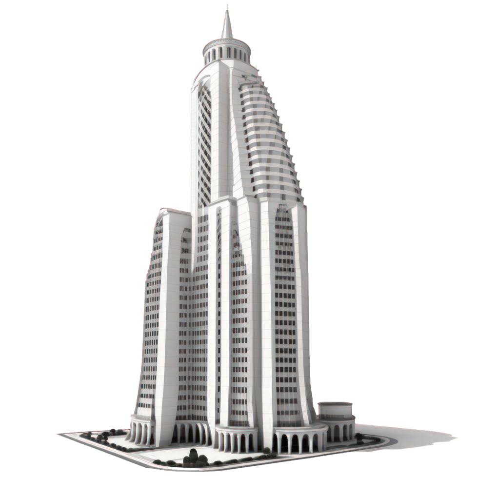 This image features the Kravisyj skyscraper standing tall and proud against a transparent background, showcasing the architecture and design of the building. png