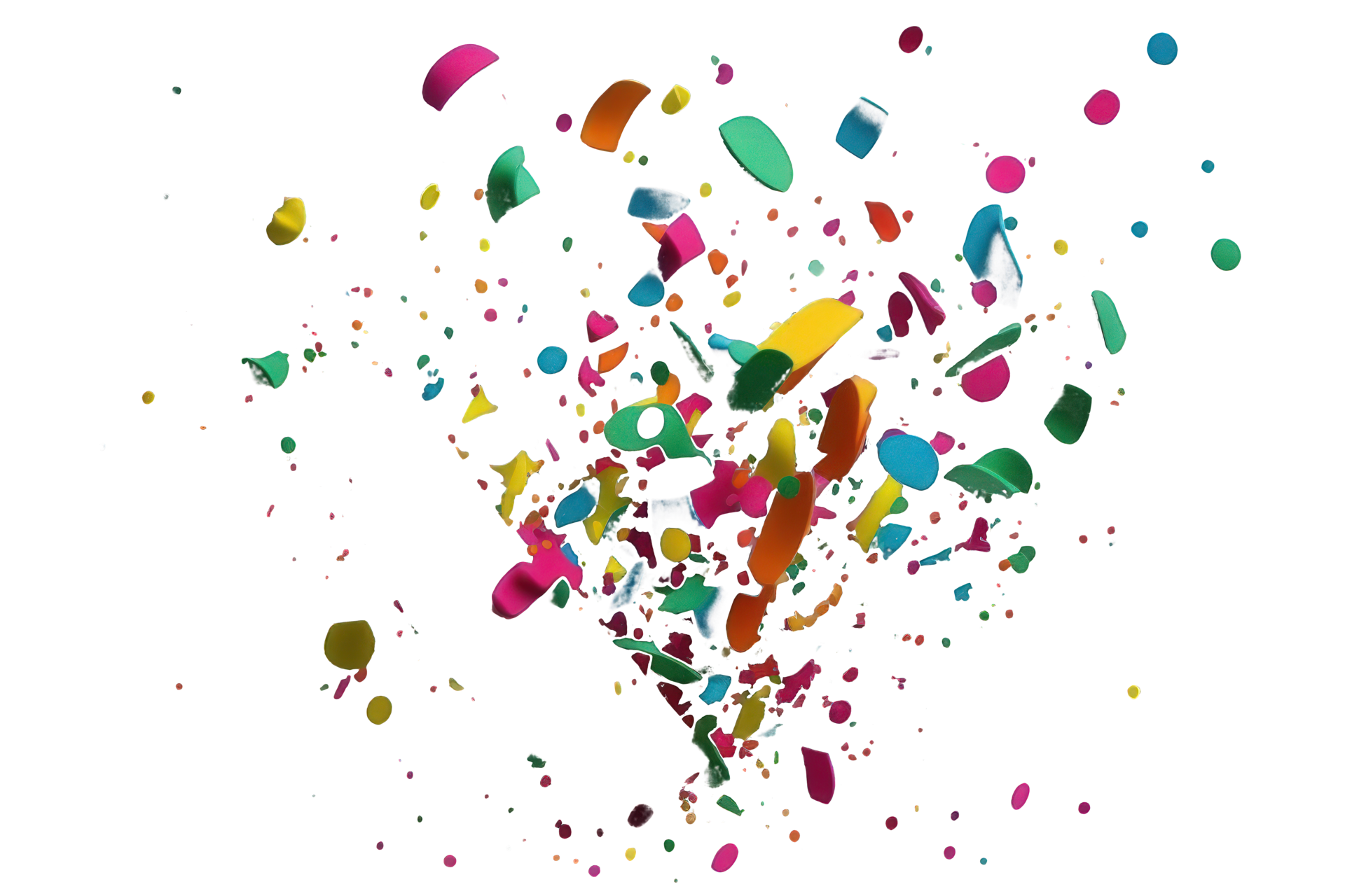 A vibrant explosion of multicolored confetti, suspended in midair