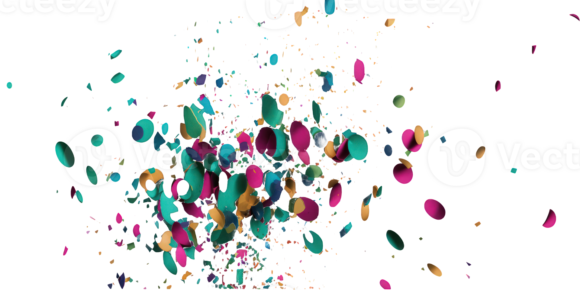A cheerful array of multicolored confetti scattered on a transparent background, creating a fun and celebratory atmosphere. png