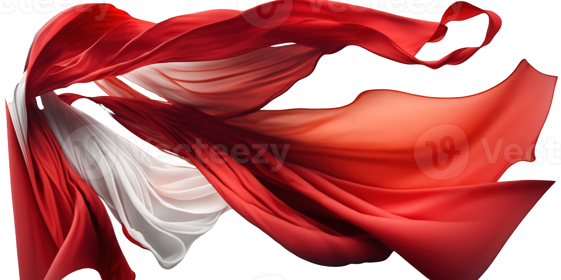A vibrant, flowing red silk seems to be suspended in mid-air against a clear background, its delicate movements appearing almost ethereal in nature. png