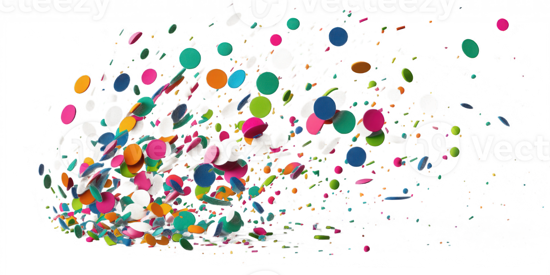 A vibrant burst of multicolored confetti floats in a void of transparency, creating a joyous and celebratory atmosphere. png