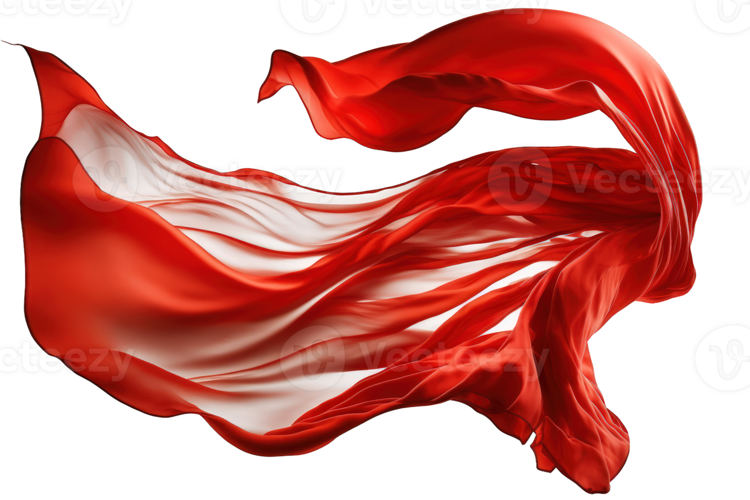 The image is a flowing and vibrant red silk that appears to be suspended in mid-air against a see-through background, giving it a sense of weightlessness and movement. png