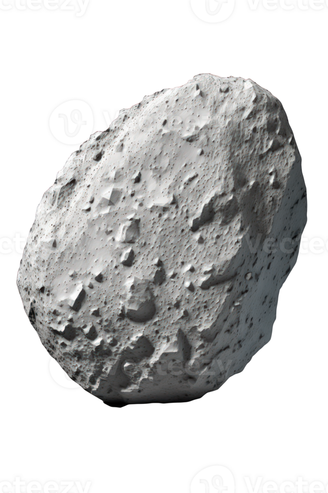The image depicts a detailed asteroid hovering in space against a transparent background, giving it the appearance of floating freely in the vast expanse. png