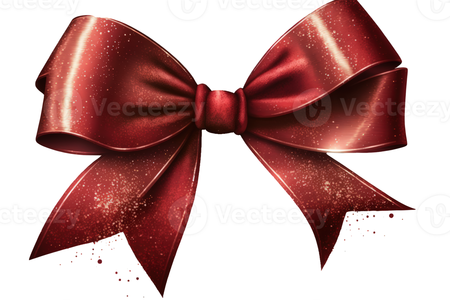 A shiny red bow made of glittering ribbon floats elegantly against a clear background, ready to liven up any festive occasion. png