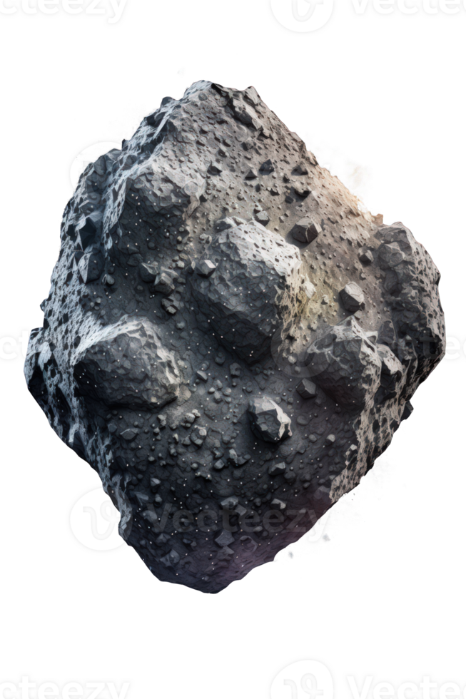 Asteroid floating on a clear canvas, appearing almost within reach with its realistic details and textures. png