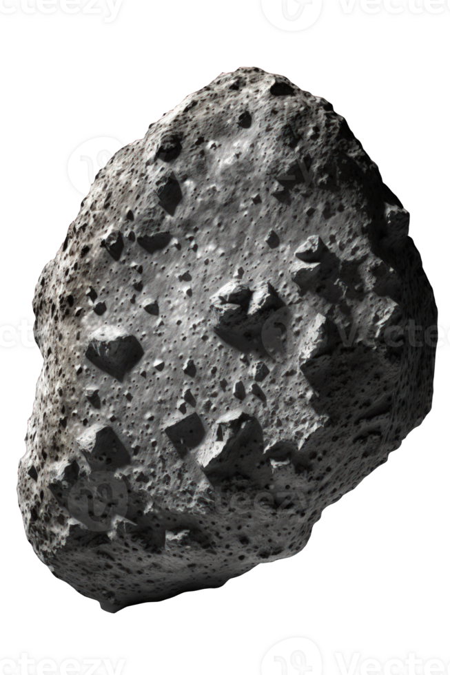 This image displays a lifelike asteroid against a clear background, allowing its intricate details and features to be fully appreciated. png