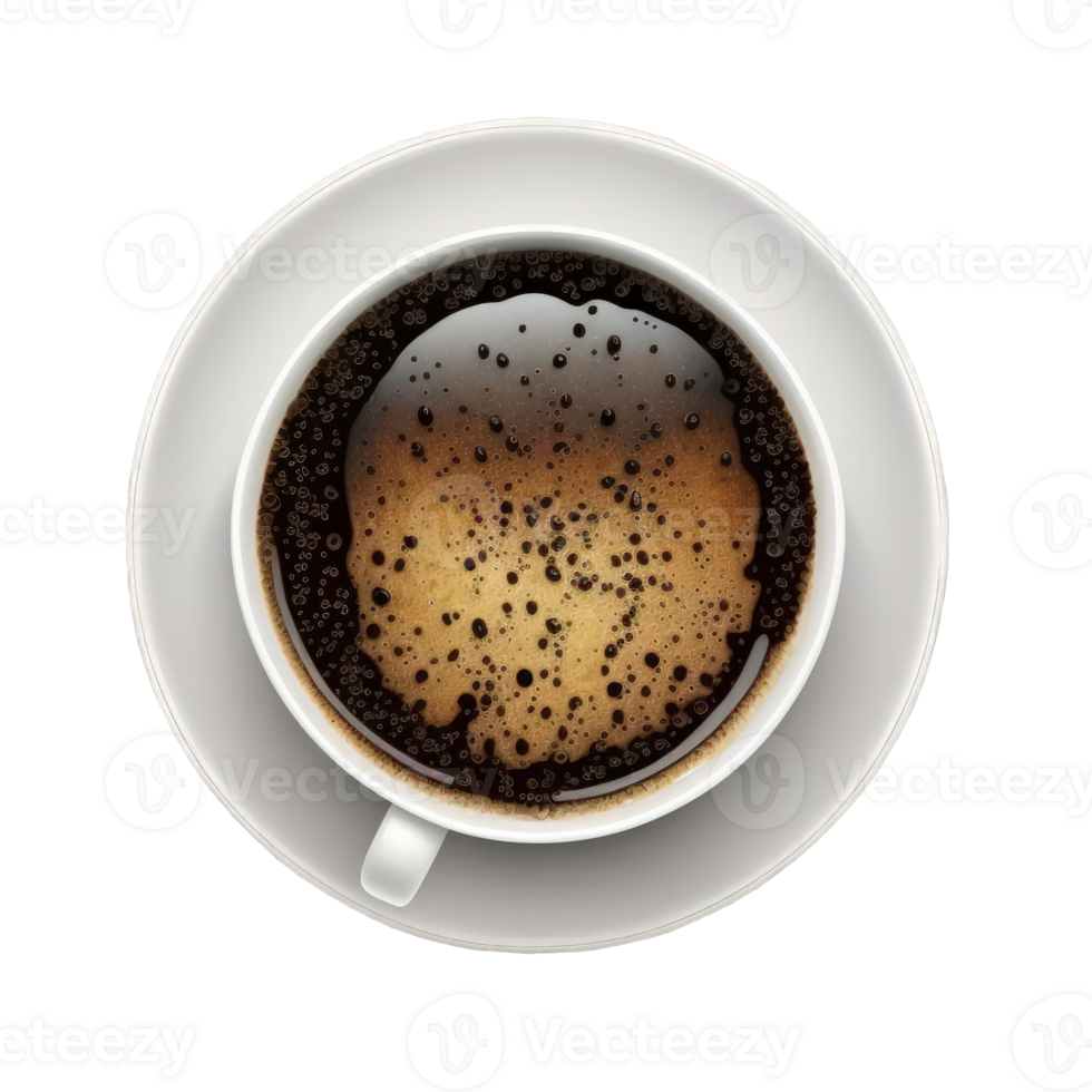 The image displays a true-to-life, bird's eye view of a coffee cup on a see-through background, revealing every detail of the cup's design. png