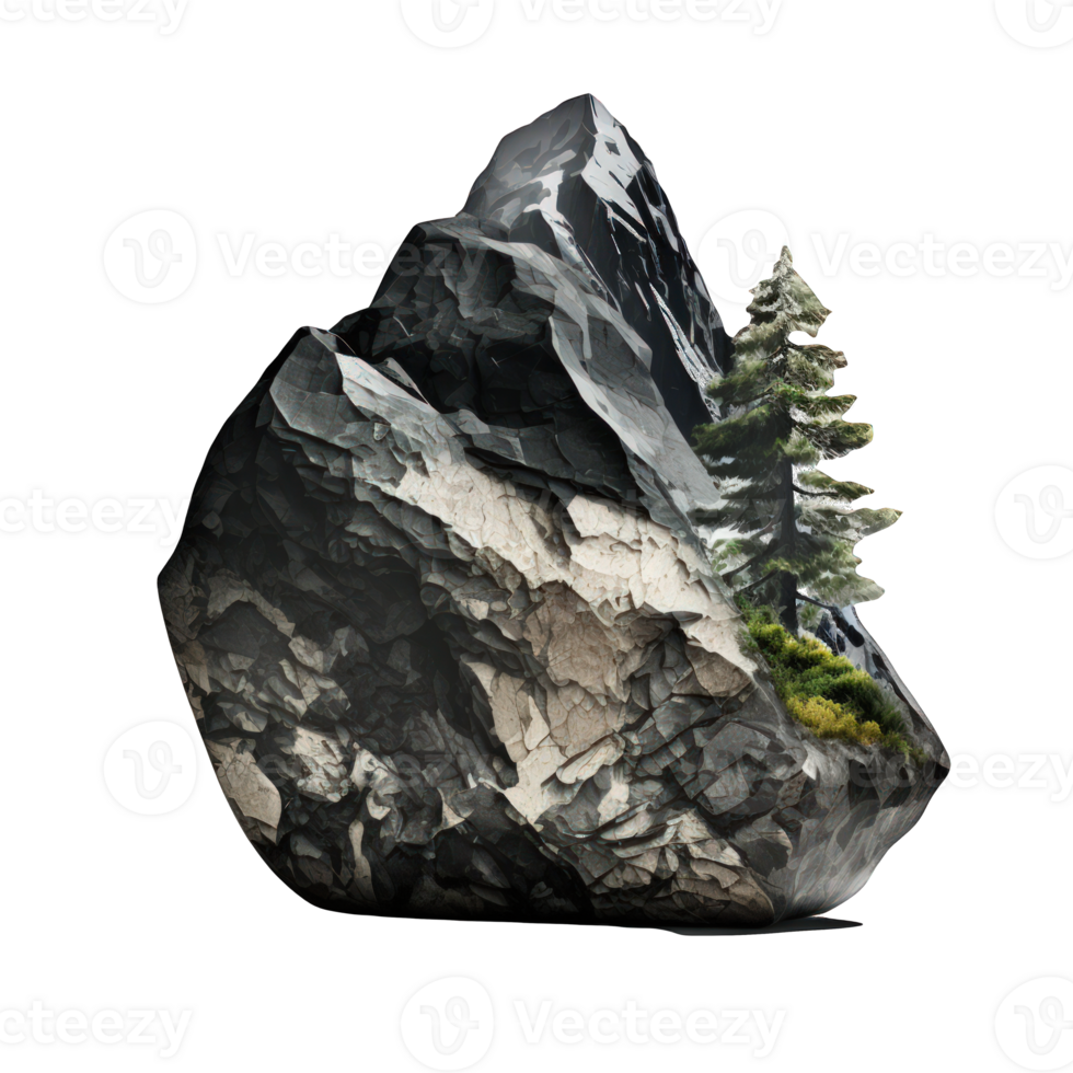 This image shows a lifelike rock shape from nature against a transparent background, allowing it to be easily incorporated into various designs. png