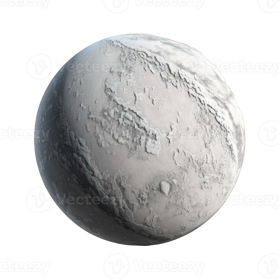 A life-like planet suspended in space, isolated on a transparent background. png