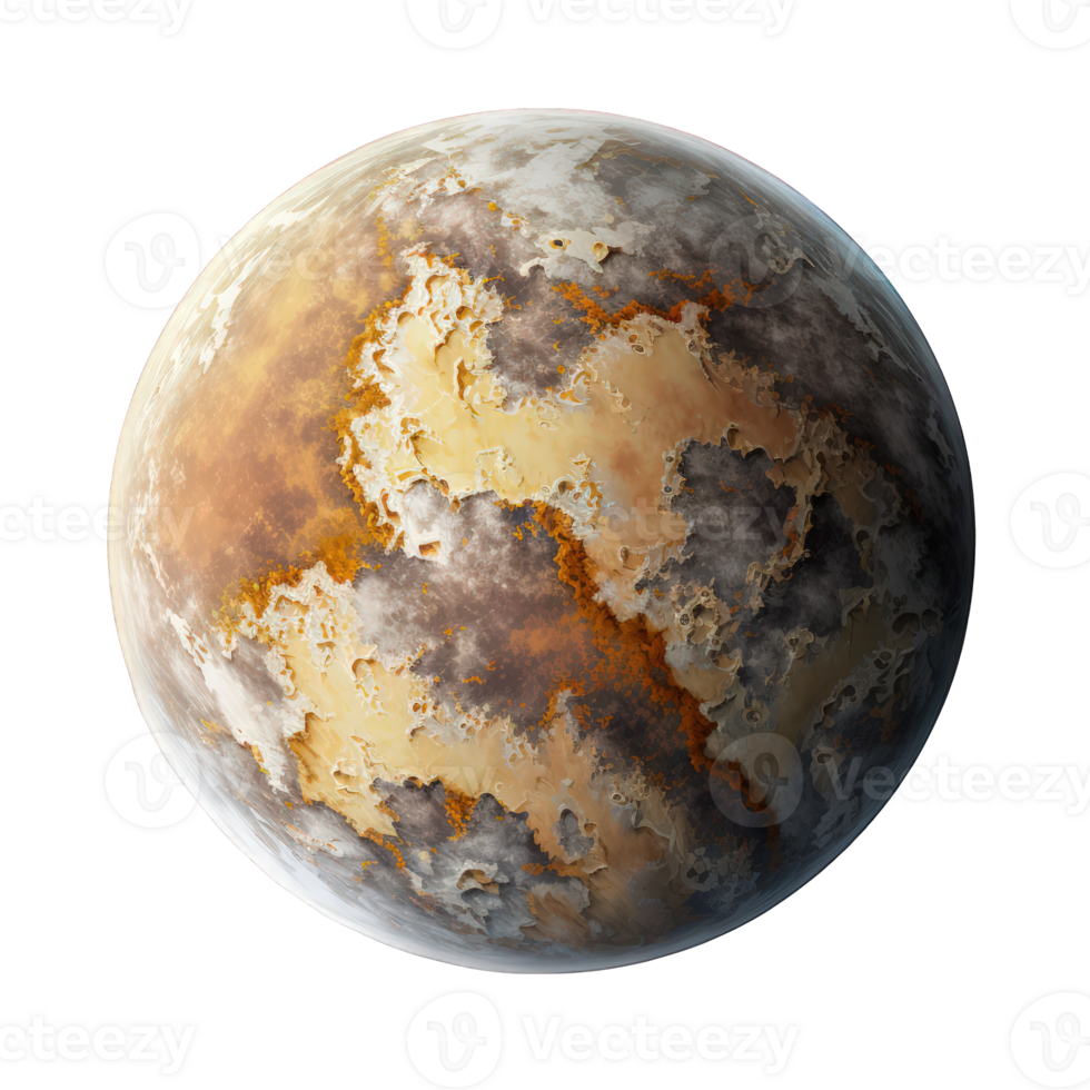 A beautiful and detailed planet gleams against a clear, transparent background, creating a mesmerizing display of interstellar wonder. png