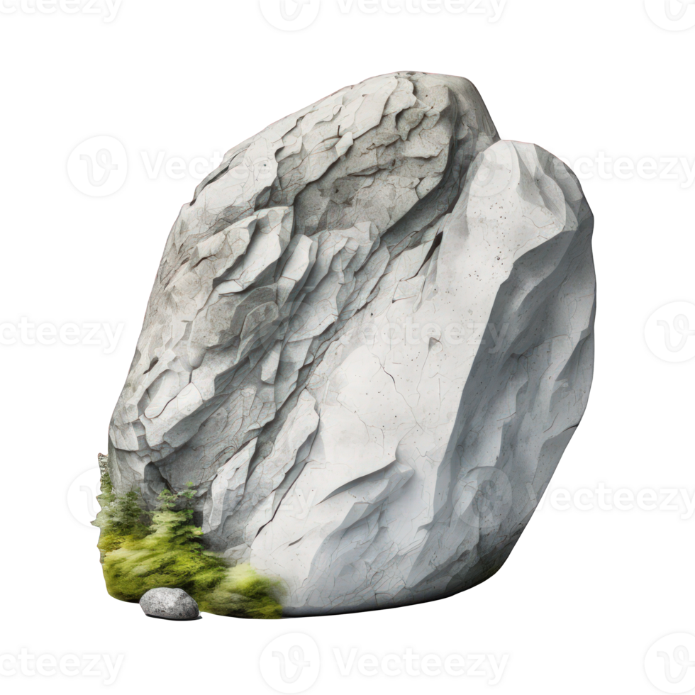 A natural and organic rock shape in realistic detail is shown on a transparent background, allowing for the intricate features and textures to stand out. png