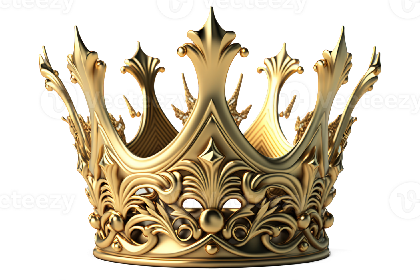 The image depicts a stunning golden crown, detailed with intricate patterns and realistic textures. png