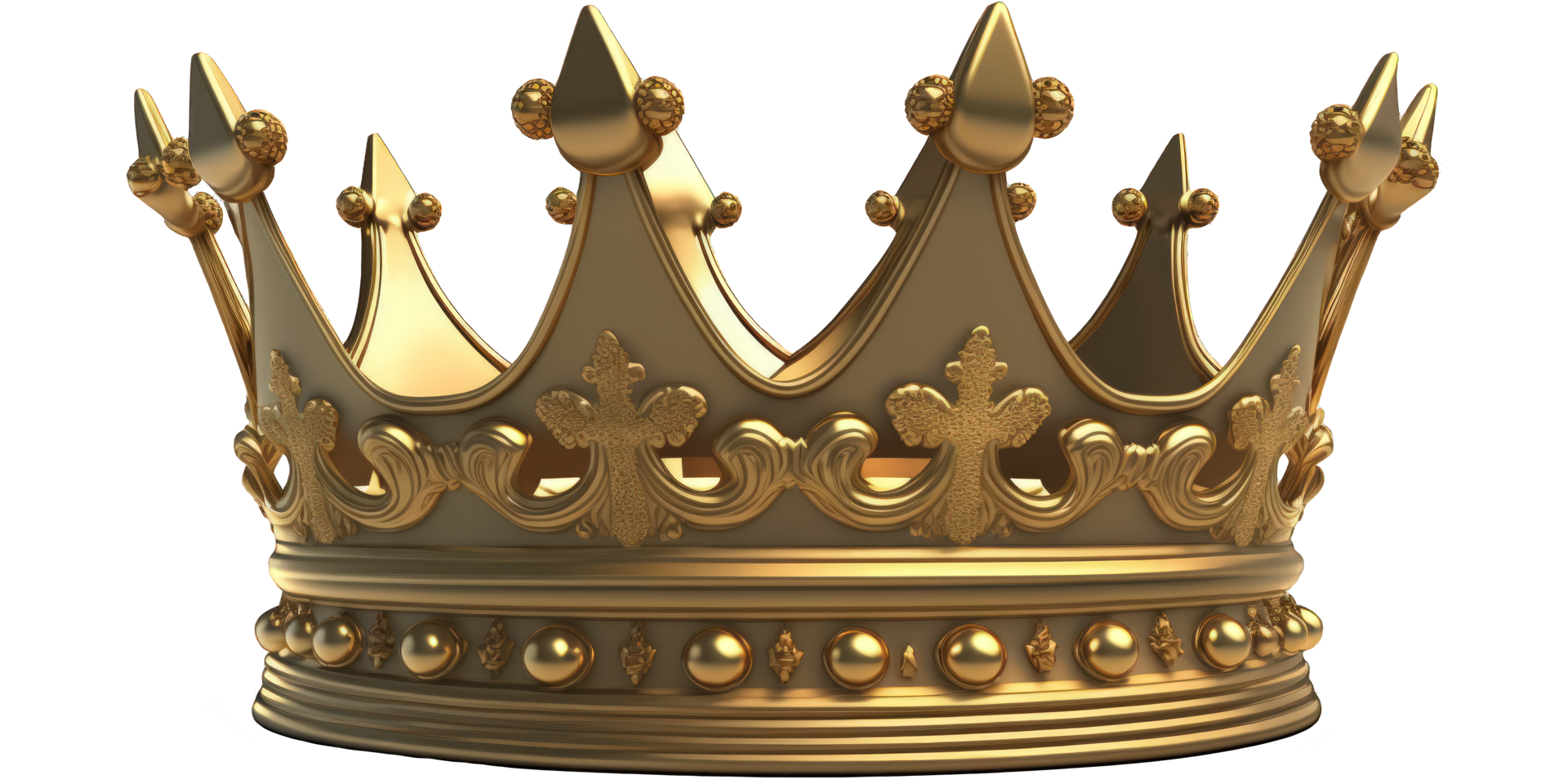This image features a stunning and realistic golden crown, complete