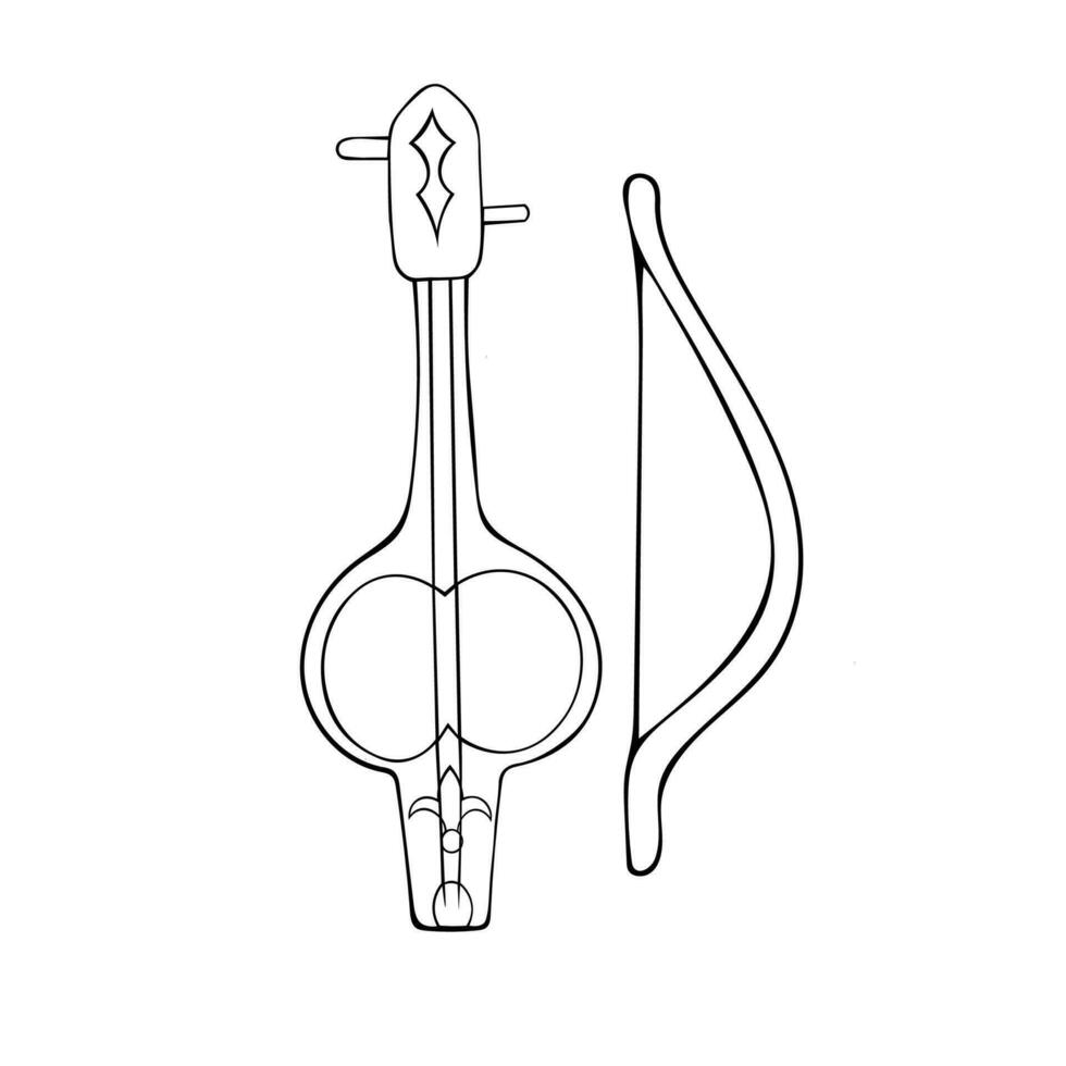 Kobyz Kazakh traditional folk musiacal instrument. Vector illustration