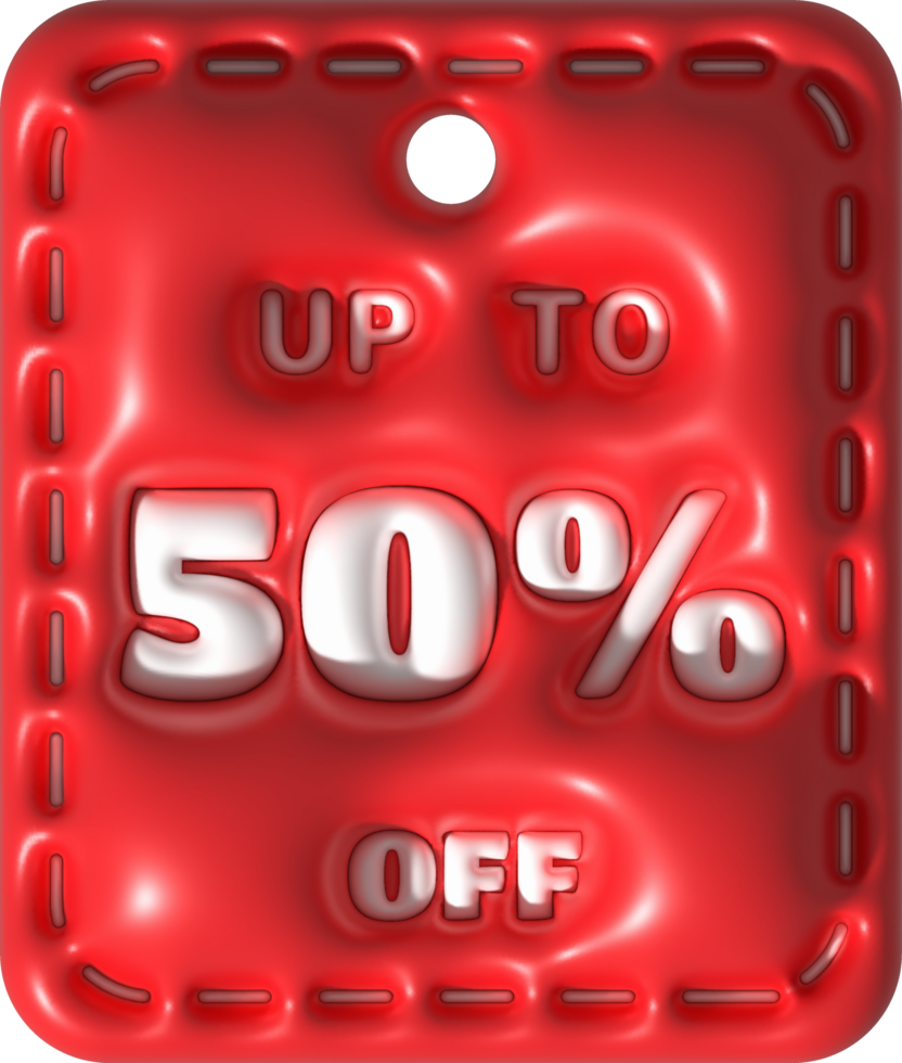 3d Illustration Verkauf Banner Design, Einkaufen Deal Angebot Rabatt, auf zu 50 Prozentsatz aus. png