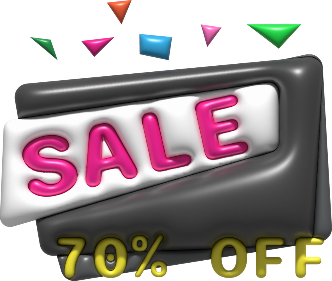 3d illustration Sale banner design,Shopping deal offer discount,Sale 70 percentage off. png