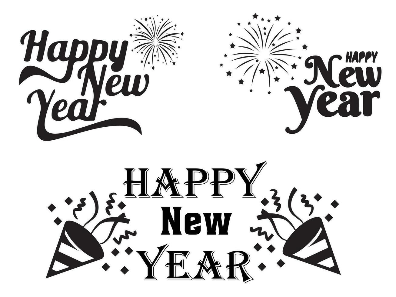 contento nuevo año elegante tipográfico inscripción vector imagen conjunto