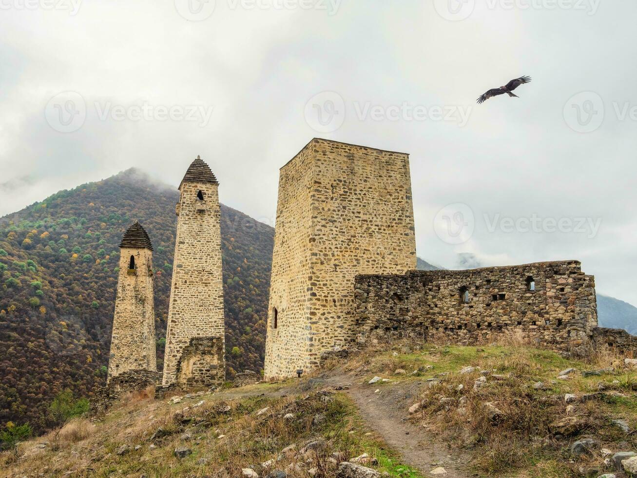 Battle towers Erzi in the Jeyrah gorge. Medieval tower complex E photo