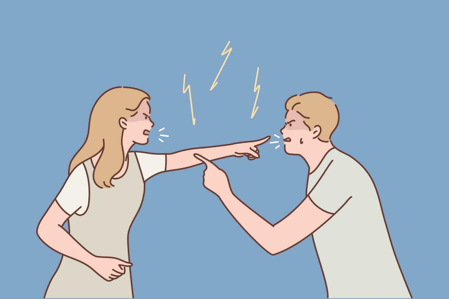 Family, couple, quarrel, divorce, agression, conflict concept vector