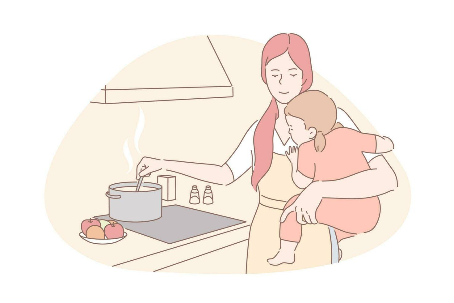 contento maternidad, niñera, tareas del hogar concepto vector