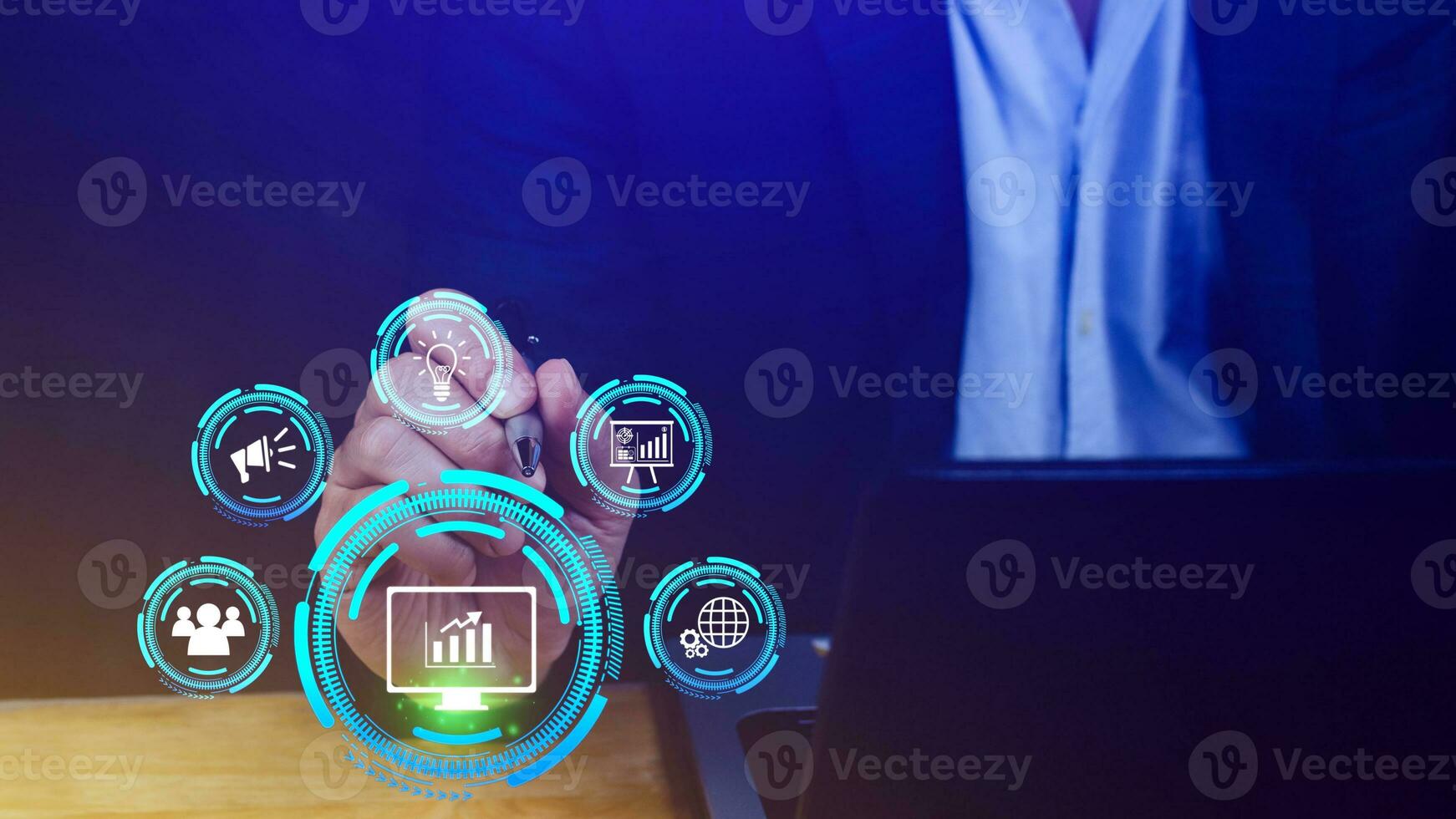 Hand touching the sign of Digital marketing internet advertising and sales increase business technology concept, online marketing, Ebusiness, Ecommerce, Big data analytics and Business online. photo