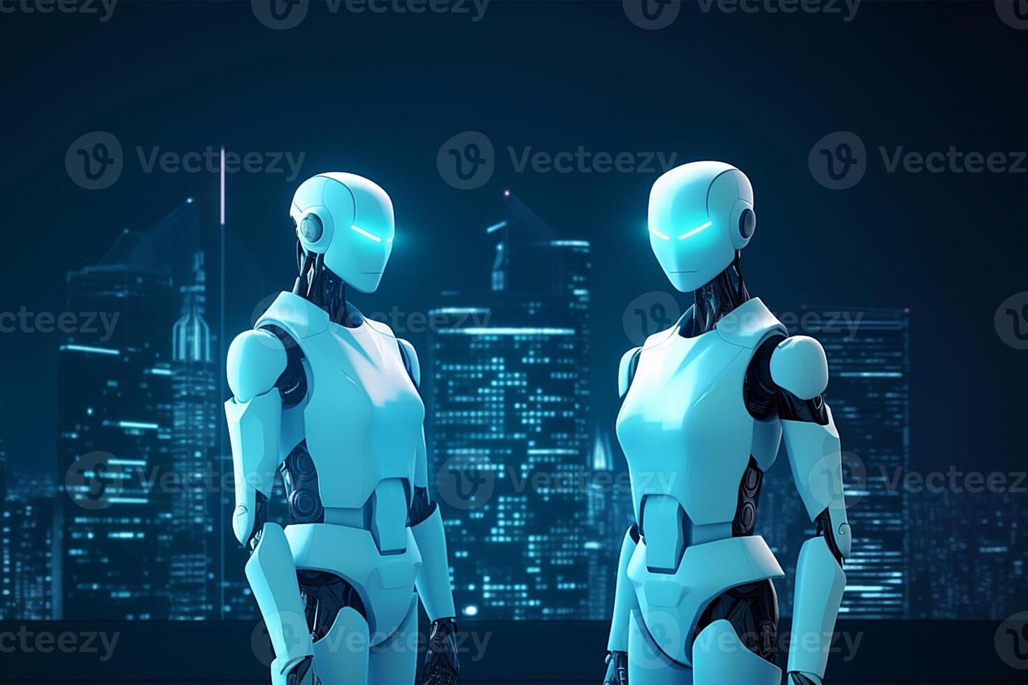 Future AI Robots and Cyborgs Redefine Humanity created with Technology photo