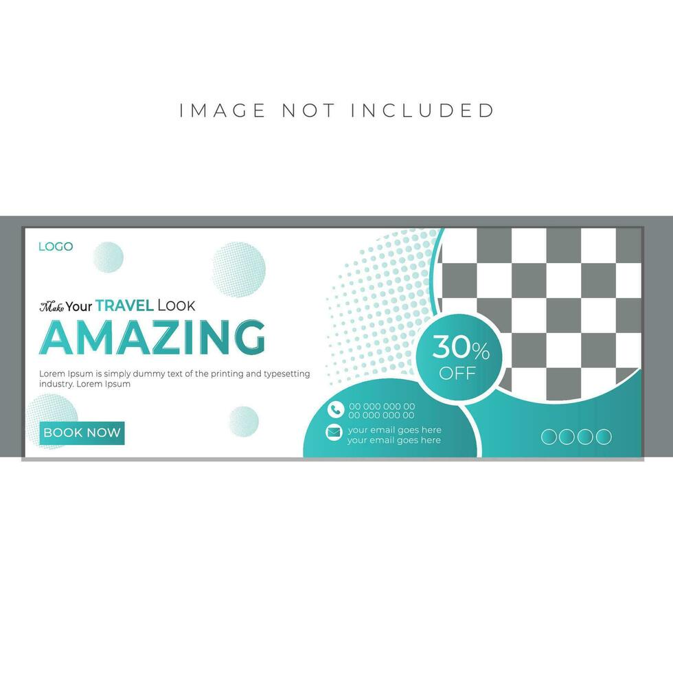 Professional And Creative Social Media Cover Banner Design For Travel Agency. Holiday Web Banner Template With Unique Layout. Tour, Vacation, Marketing,Business,Promotion. vector