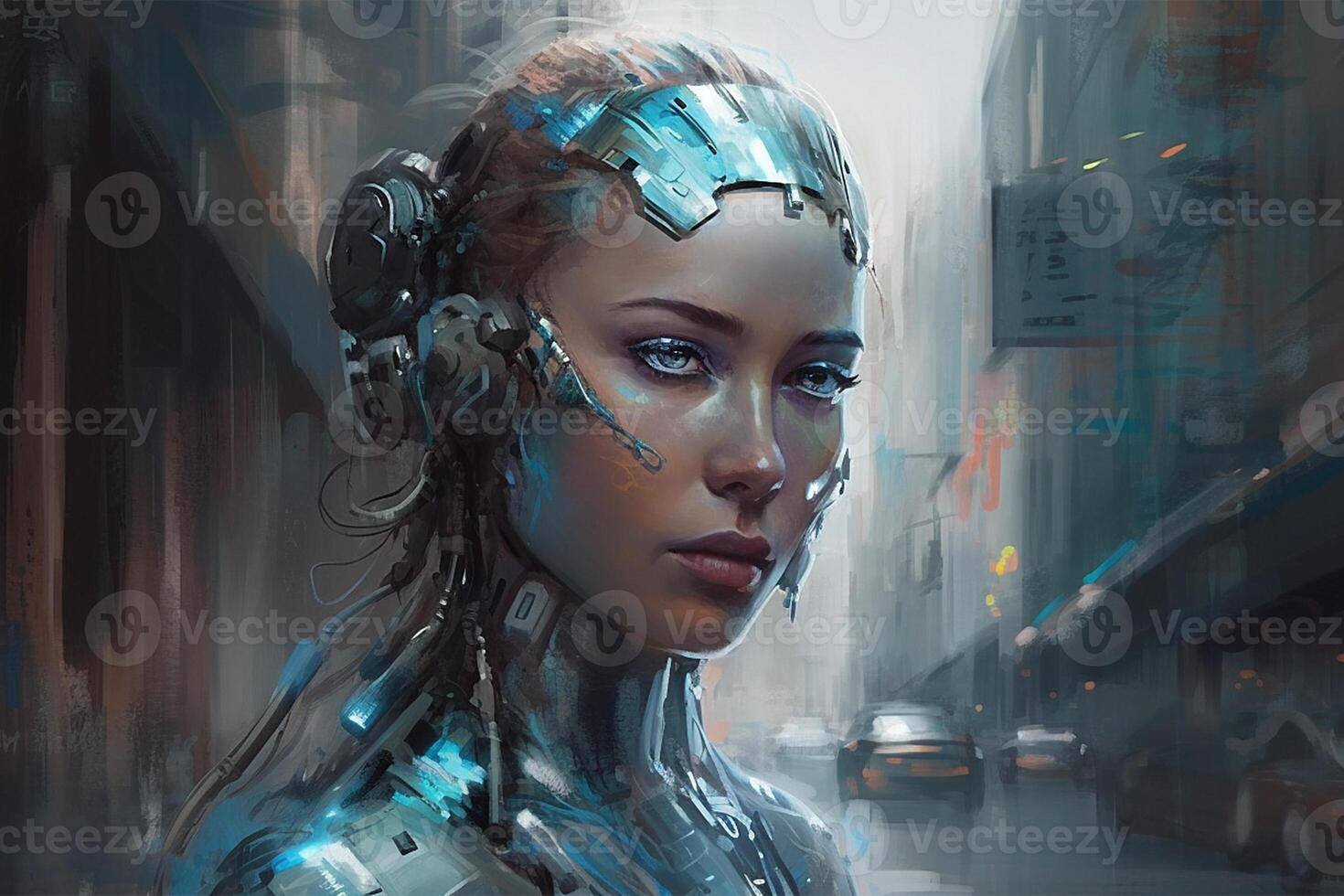 Future AI Robots and Cyborgs Redefine Humanity created with Technology photo
