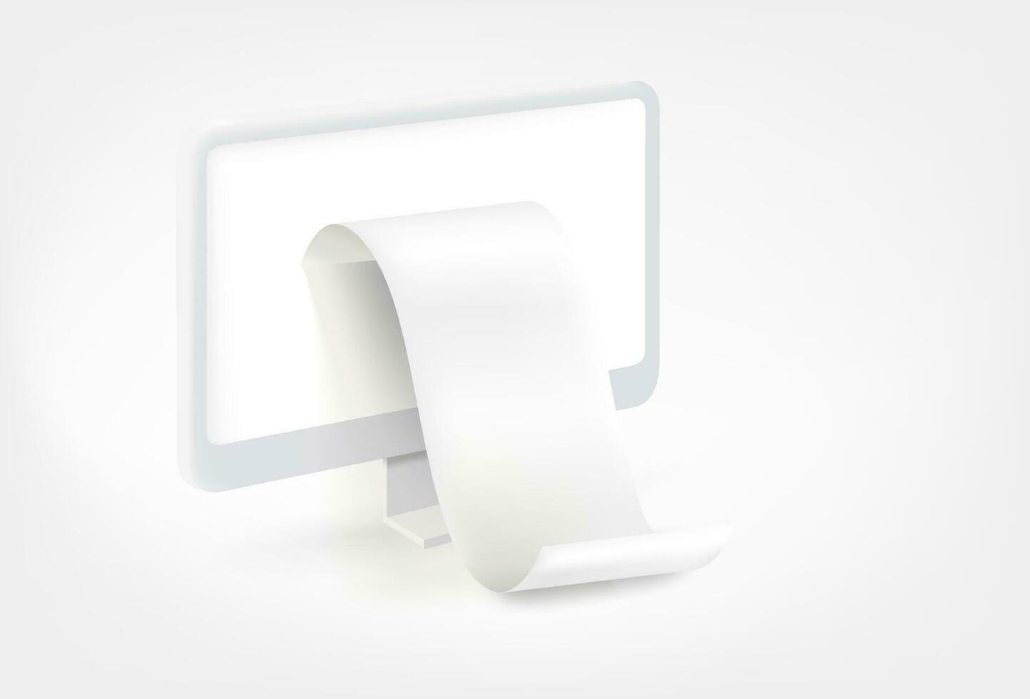 Modern personal computer with white cheq. 3d vector mockup for design