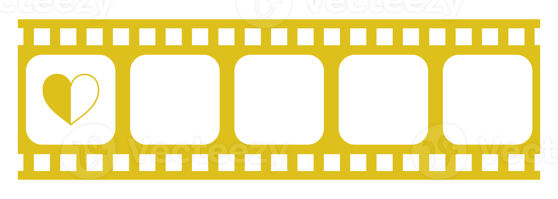 cuore forma nel il pellicola silhouette, film cartello per romantico o romanza o San Valentino serie, amore o piace valutazione livello icona simbolo per romanticismo film storia. valutazione 0,5. formato png