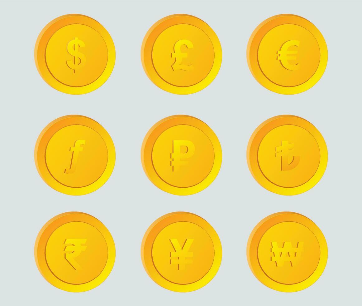 Currencies of the world currency symbol vector coin icon