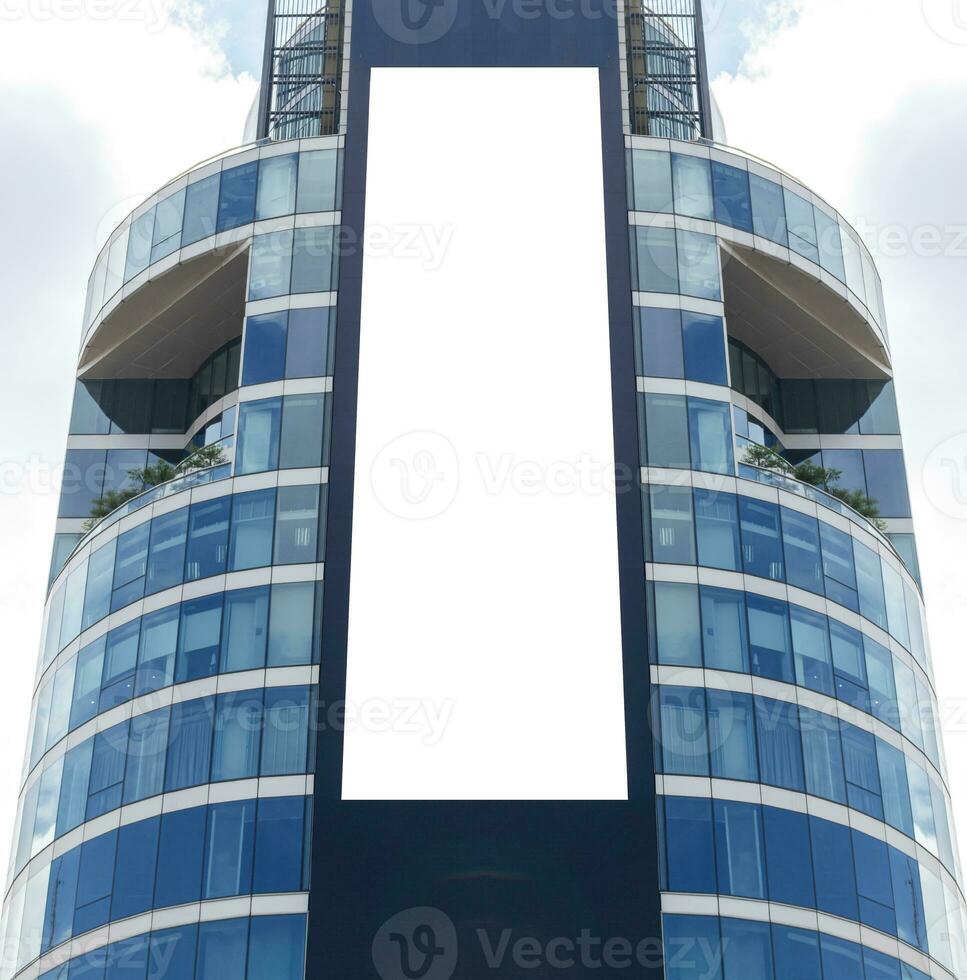 Mock up white LED display vertical billboard on building .clipping path for Mockup photo