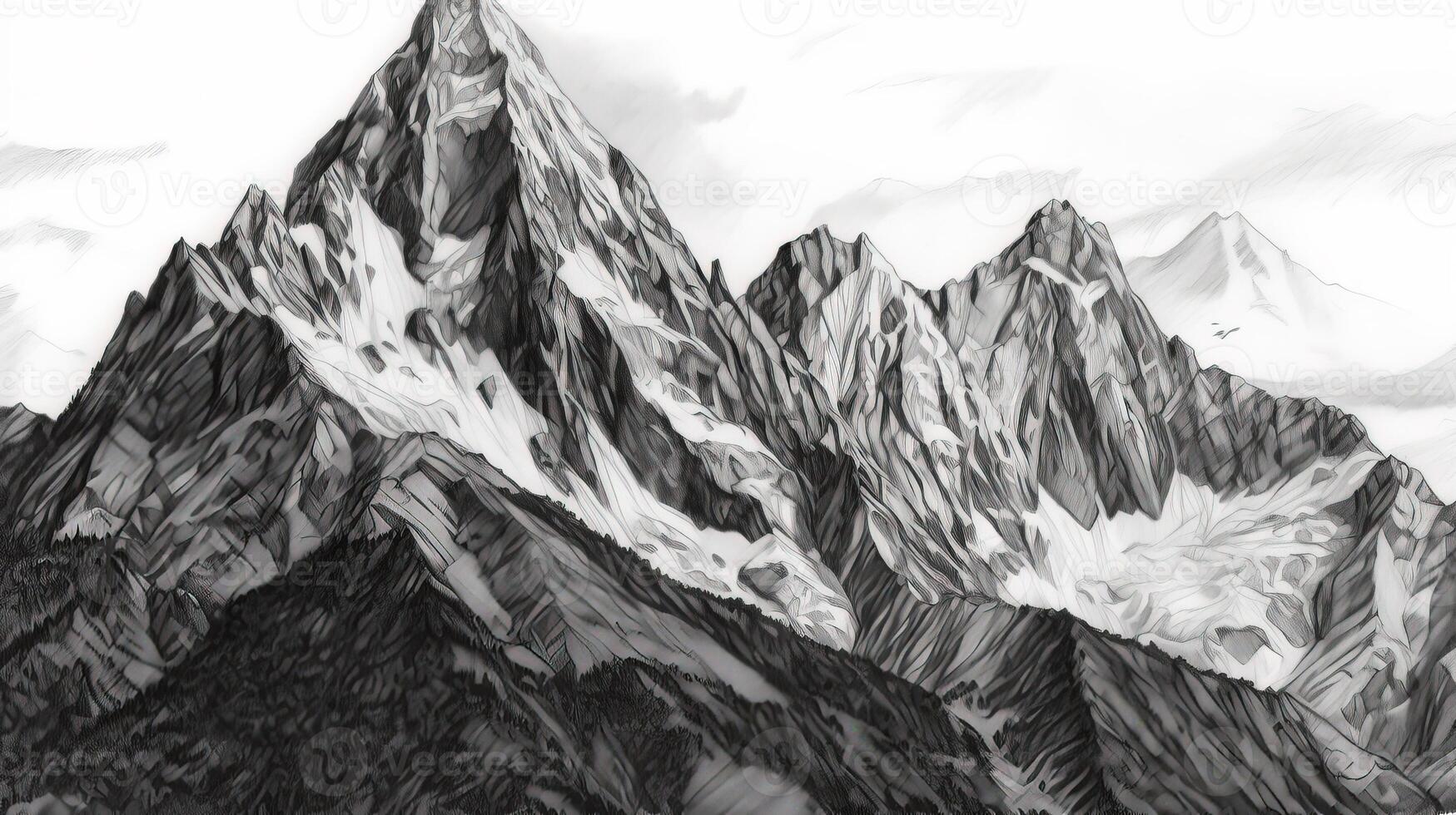 Mountain range black and white illustration of mountain range black and white photo